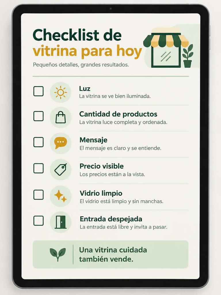 Checklist de vitrina